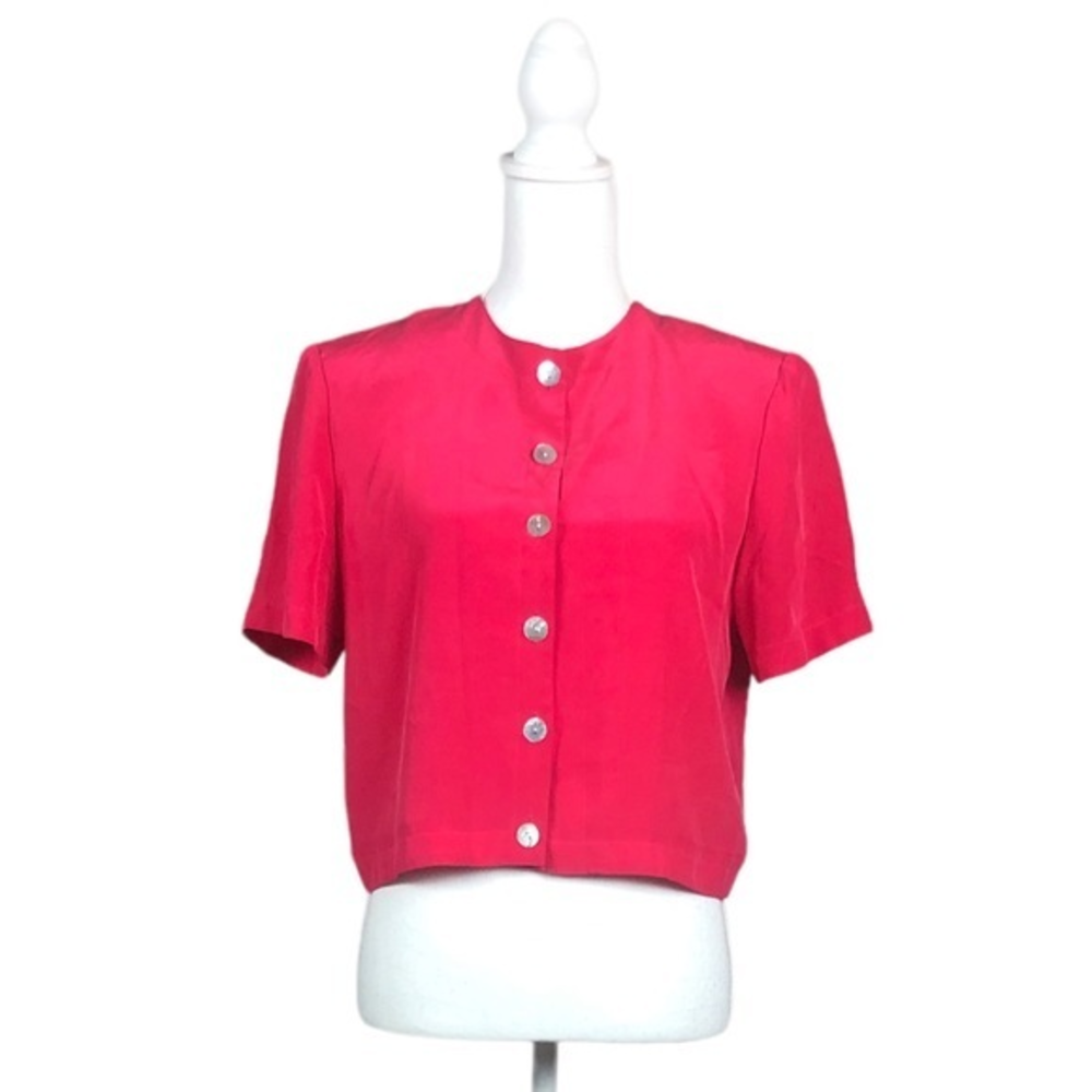 Women’s Maggie London Cropped Silk Blouse